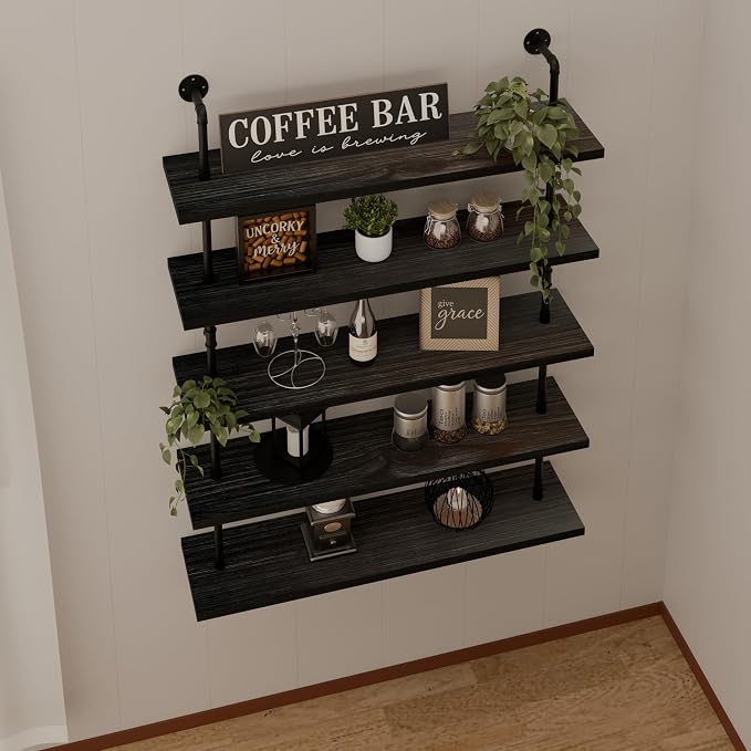 HDDFER Floating Shelves for Wall Living Room Shelves Bookshelf Industrial Pipe - Image 6