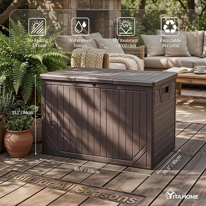 YITAHOME XXL 230 Gallon Extra Large Outdoor Deck Box, Lockable Resin - Image 2
