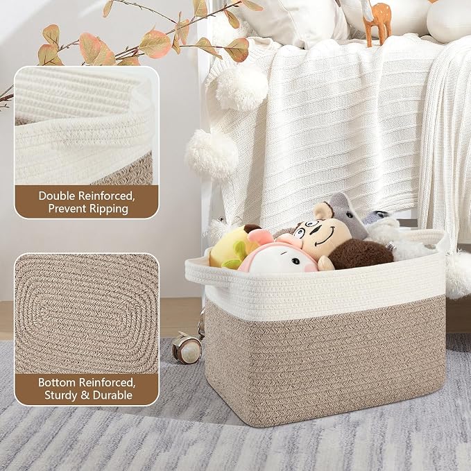 Storage Basket for Organizing, Woven Baskets for Storage, Rectangle Decorative - Image 3