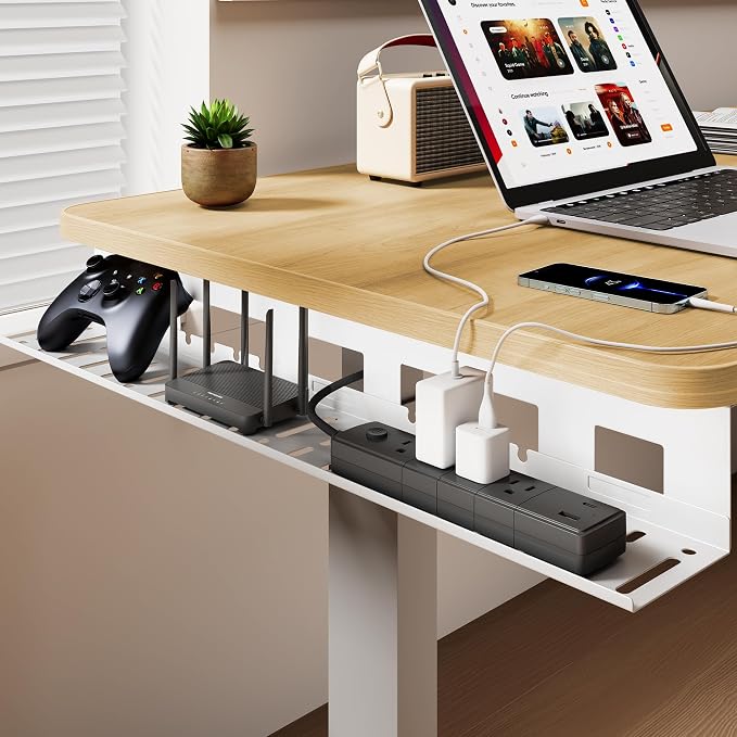 Under Desk Cable Management Tray, 31.5 Inches Metal Cord Organizer Rack - Image 3