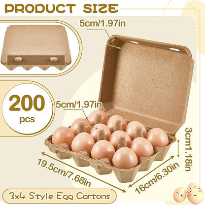 Rtteri 200 Pieces Paper Pulp Egg Cartons Bulk 3x4 Style Vintage Blank Egg - Image 2
