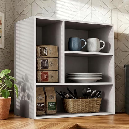 Homes: Inside + Out Apexa 4-Vertical Storage Organizer Shelves, Stackable Wood - Image 2