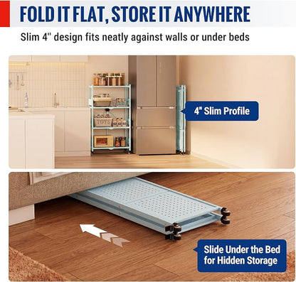 WORKPRO 4-Tier Folding Shelf, No-Assembly Metal Storage Rack - Image 8