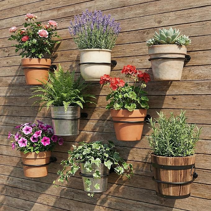 8 Inch Wall Plant Holder Set of 8, Metal Flower Pot Hangers, Wall Mounted - Image 2