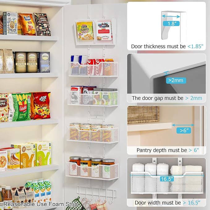 Adjustable Over The Door Organizer, Hanging Door Storage - Image 5