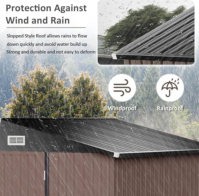 Aoxun 9.4x7.3x6.5 FT Outdoor Metal Storage Shed - Image 5