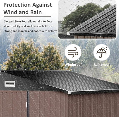 Aoxun 9.4x7.3x6.5 FT Outdoor Metal Storage Shed - Image 5