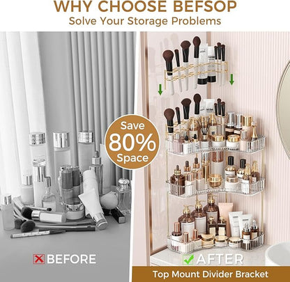 BEFSOP Corner Bathroom Counter Organizer, Upgraded 3-Tier Makeup Organizer - Image 3