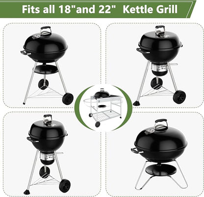 Shintenchi Grill Table for Weber 22" & 18" Original Kettle, Outdor Grill Cart - Image 4