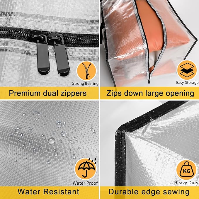 Clear Storage Bags with Zipper, Large Moving Bags Heavy Duty Extra Large - Image 6