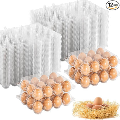 100 Pack Egg Cartons Cheap Bulk 12 Count Clear Plastic Egg Containers by EVANCENT