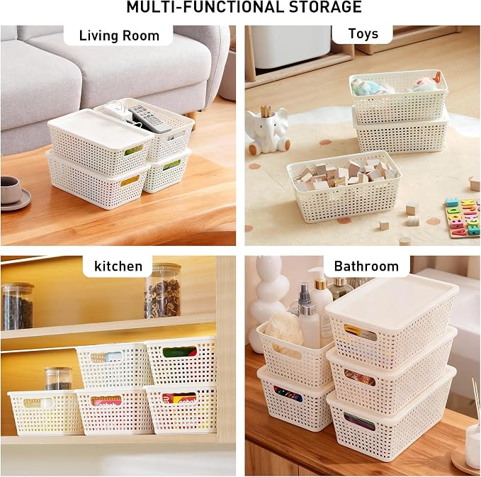 Plastic Storage Baskets With Lid, Storage Bins - Image 8
