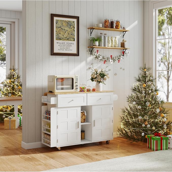 YOURLITE Kitchen Islands with Wheels, Home Bar Table with Spice Rack & with - Image 7