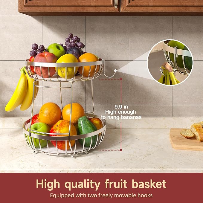 Sevenblue 2 Tier Fruit Bowl for Kitchen Counter - Image 2