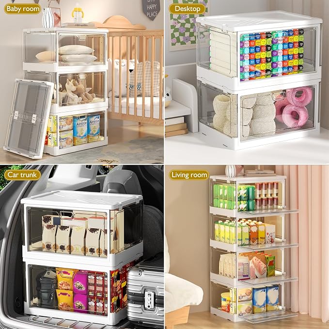 Clear Storage Bin with Lid 3 Pack 【Stackable & Sturdy】 Plastic Multifunctional - Image 6