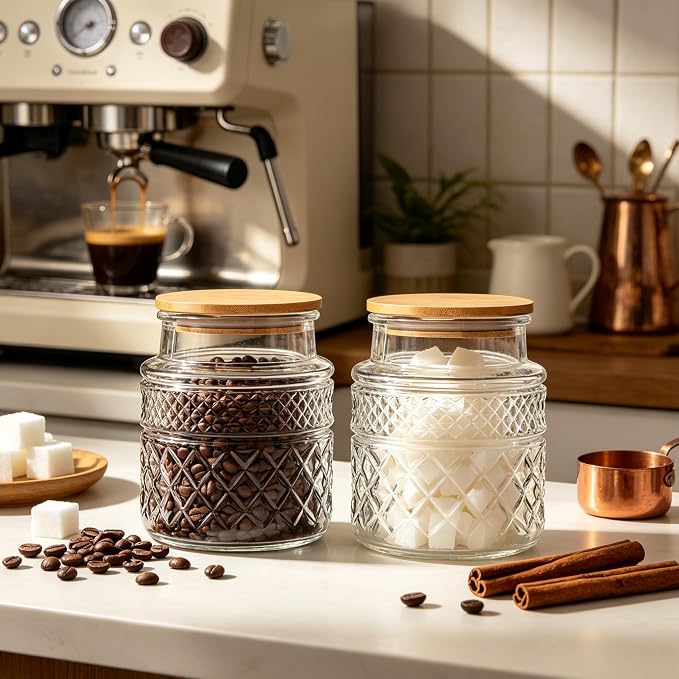 Prettidecor Glass Storage Jars, 38 FL OZ Airtight Canisters - Image 3