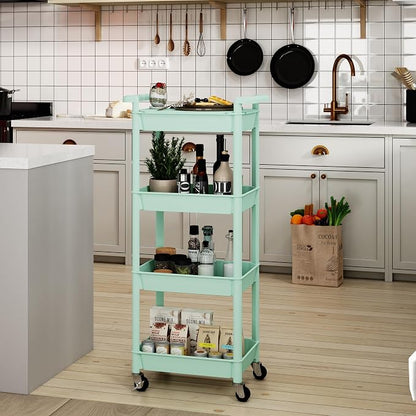 STEEHOOM Utility cart with Tabletop 4 Tier Rolling Cart Organizer with Wheels - Image 4