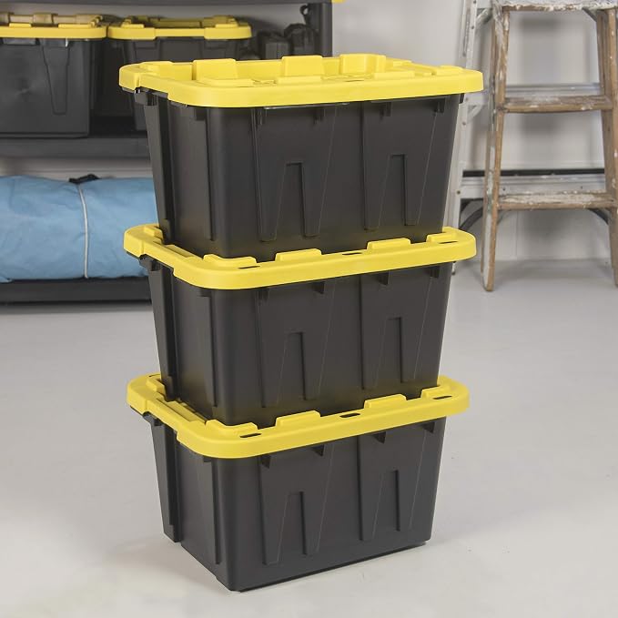 CX BLACK & YELLOW, 12-Gallon Heavy Duty Tough Storage Container & Snap-Tight Lid - Image 3