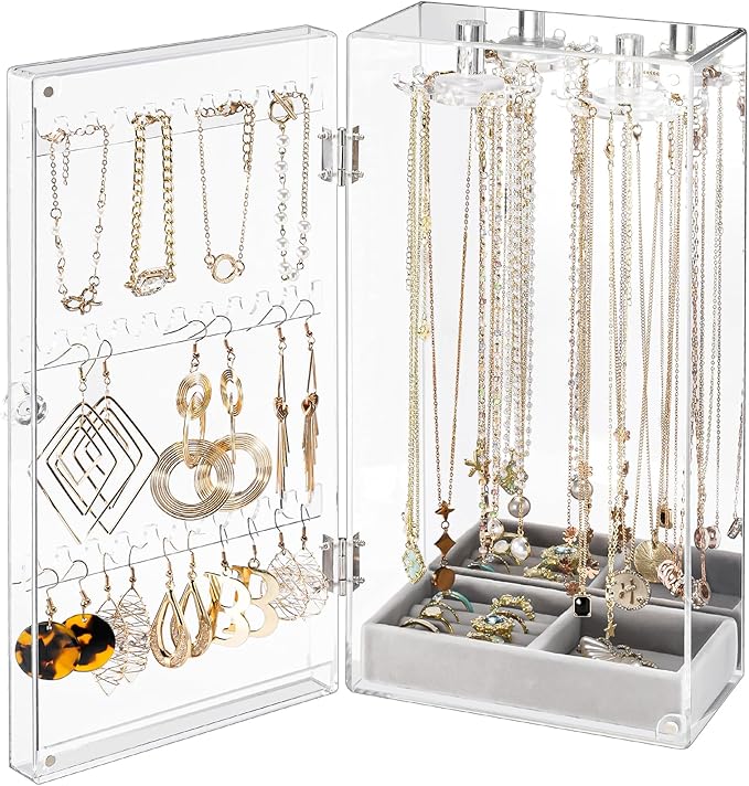 Lolalet Earring Holder Organizer, Acrylic Jewelry Organizer Rotating Clear by Lolalet