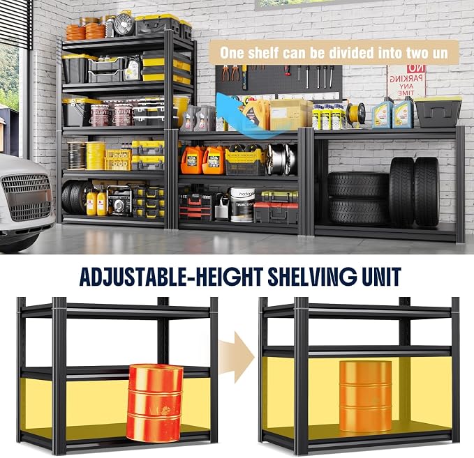 Set of 5 Heavy Duty Garage Shelving Unit, 71.2" H x 35.4" W x 16" D, 5-Tier - Image 4