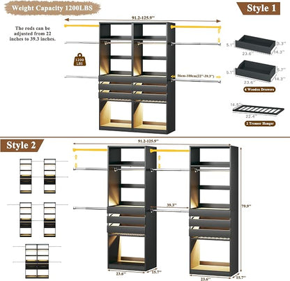Closet System Set of 2, 5.7-10.4FT Closet Organizer System - Image 8
