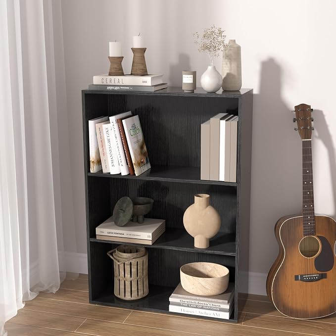 Wooden 3 Cube Storage Organizer, 3 Tier Low Bookcase Storage Display Organizer - Image 2