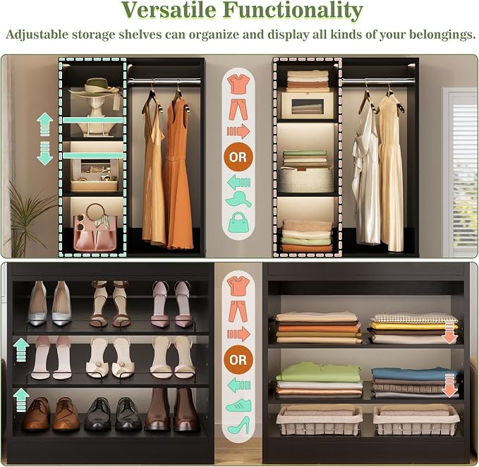 Besiost Closet System, Can Fit 120"/10FT Walk-in Closets Systems, Free Standing - Image 5