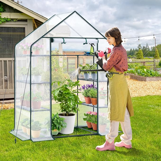 Ohuhu Small Greenhouse for Outdoors: 4 Tiers 6 Shelves Walk-in Indoor Green - Image 2