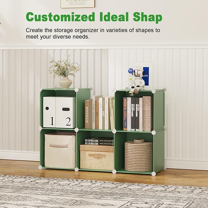 C&AHOME 6-Cube Storage Organizer, Stackable Storage Cubes Shelves, Portable - Image 4