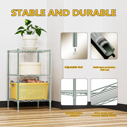 750 lbs 3-Shelf Storage Shelves Wire Shelving Unit Standing Metal Rack - Image 6
