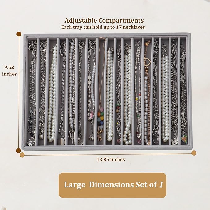 Large Jewelry Organizer for Drawer Insert Velvet Stackable Jewelry Trays for - Image 3