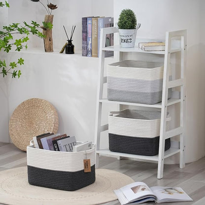 COMFY-HOMI 3PACK Cotton Rope Square Basket - Image 5