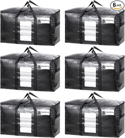 TAILI Extra Large Moving Bags, 6 Pack Black Heavy Duty Totes by TAILI