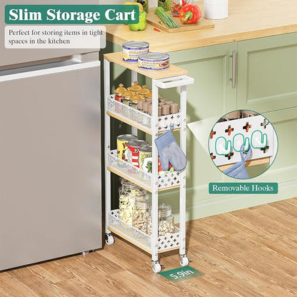 Giwil 4-Tier Slim Rolling Storage Cart - Image 2