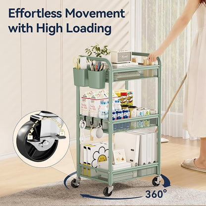 YASONIC 3 Tier Rolling Cart – Metal Utility Storage Carts - Image 5