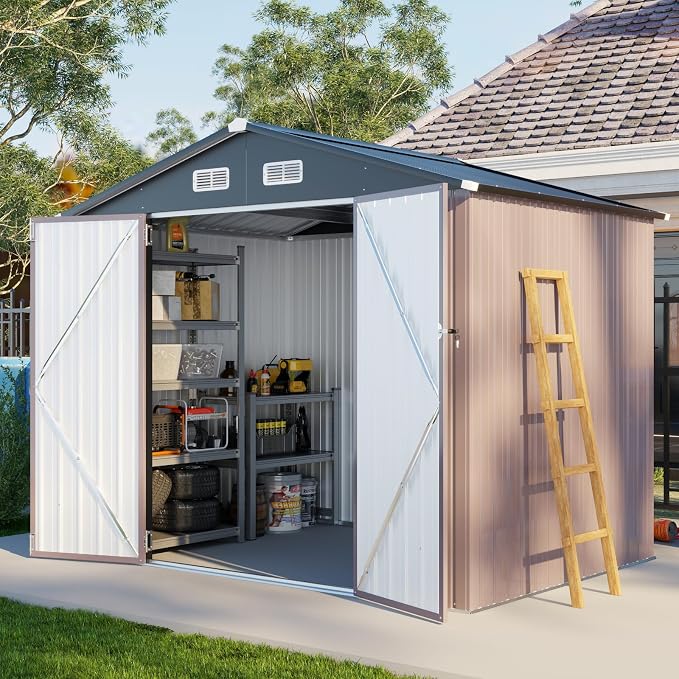 Aoxun 6' x 8' Storage Shed Outdoor Steel Garden Utility Cabinet by Aoxun