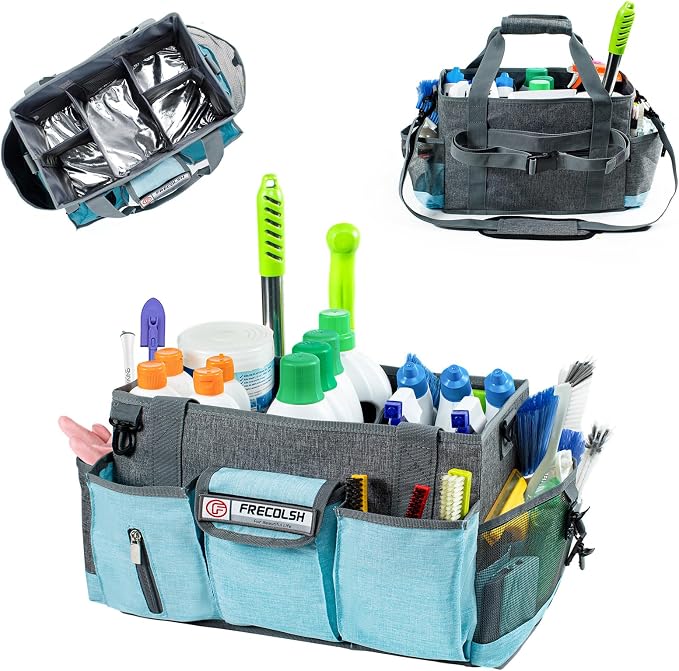 Large Cleaning Caddy for Cleaning Suppliers Organizer, Wearable Cleaing Bag by FRECOLSH