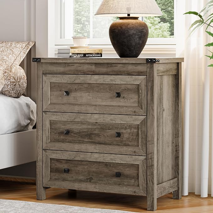 Dresser for Bedroom with 3 Drawers, Small Chests of Drawers, 27.55" Wide by Xixini