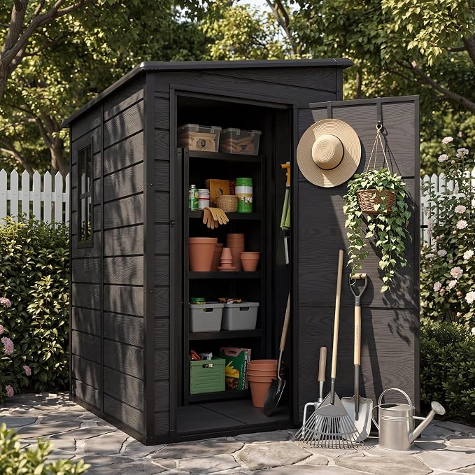 DWVO 5x4 FT Resin Outdoor Storage Shed - Image 4