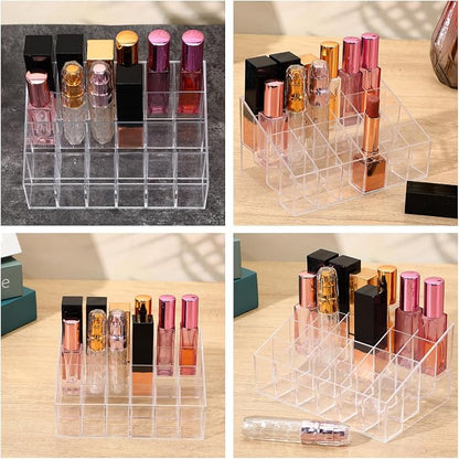 4 Pack Acrylic Lipstick Holder Organizer, 24 Slot Clear Lip Gloss Holder - Image 4