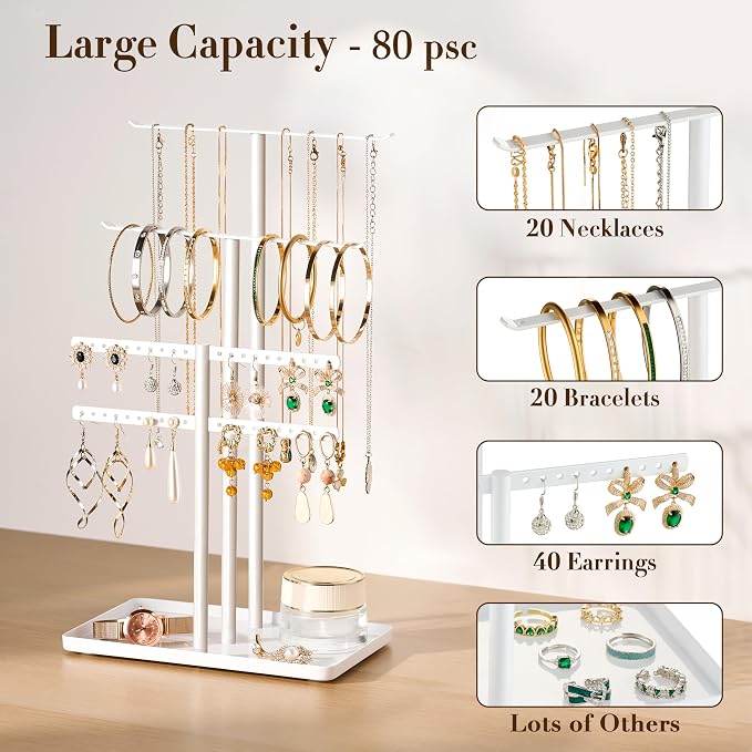 pickpiff Jewelry Stand Organizer, 14.5" Tall Sturdy Metal, 3-TierJewelry Holder - Image 3