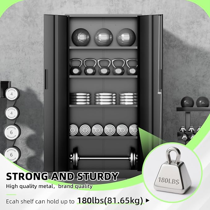 INTERGREAT Black Metal Storage Cabinet, Tall Metal Cabinet - Image 7