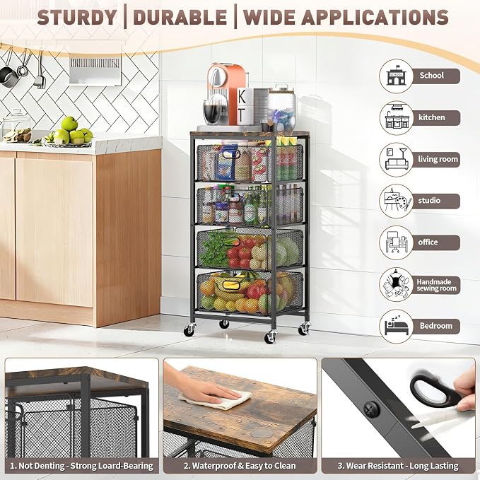SUNALLY Rolling Kitchen Cart - Image 3