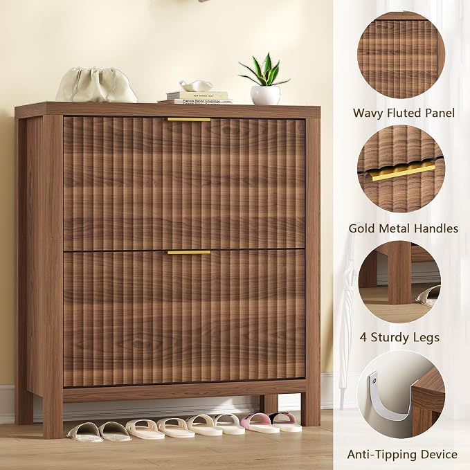Fluted Shoe Cabinet Storage - Image 6