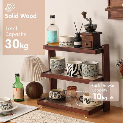 Coffee Mug Holder Wooden Cup Rack, 3-Tier Acrylic Home Coffee Mug Display Rack - Image 3