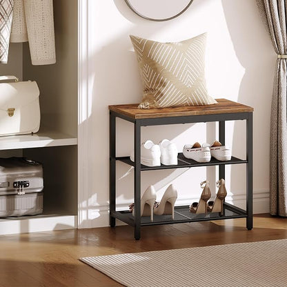 HOOBRO Shoe Bench, 3-Tier Shoe Rack, Industrial Shoe Organizer Storage Bench - Image 2
