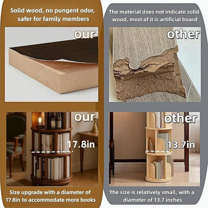 Solid Wood Rotating Round Bookshelf Towers - Image 8