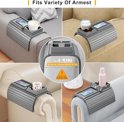 Couch Armrest Table, Sofa Arm Tray - 2 in 1 Anti-Slip Foldable Sofa Armchair - Image 6