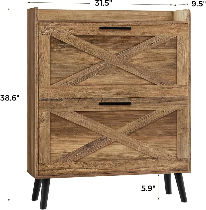 Homleke Farmhouse Shoe Storage Cabinet - Image 2