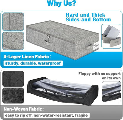Under Bed Storage Container Bin 3 Pack, Low Profile Foldable Underbed Clothes - Image 3